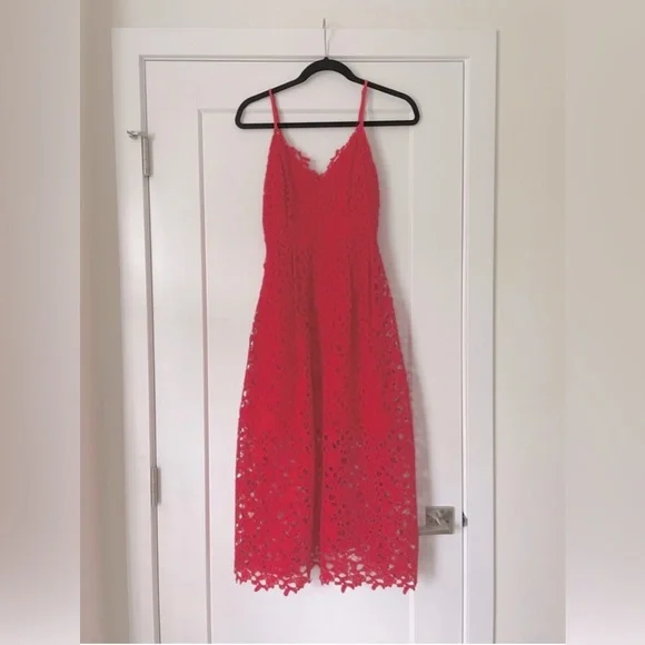 knee length dresses for ladies Dash and Dot - RED LACE MIDI